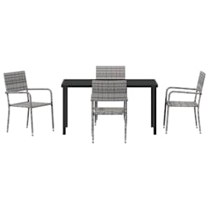 Zahradní jídelní souprava s polštářem 5 pcs Šedá polyratan - obrázek 7