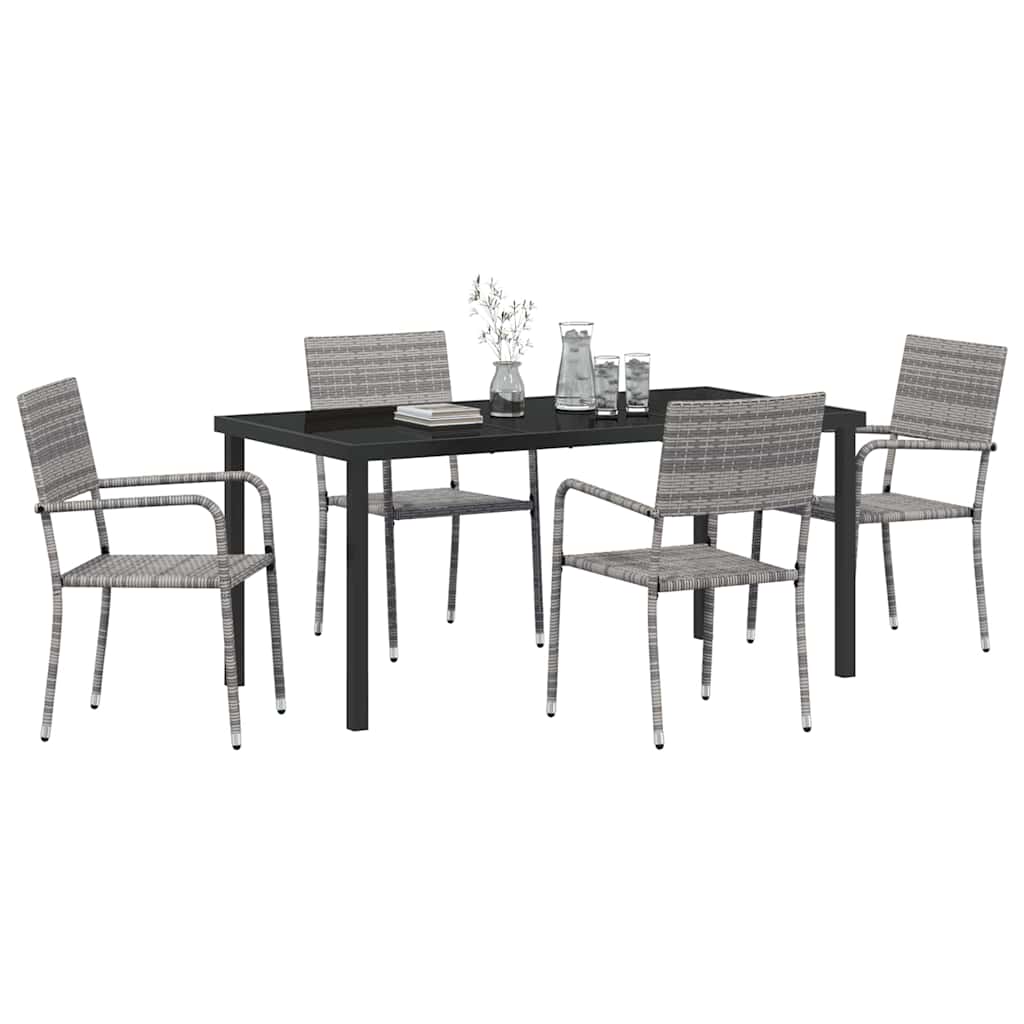 vidaXL 5-delige tuinset van grijze poly rattan