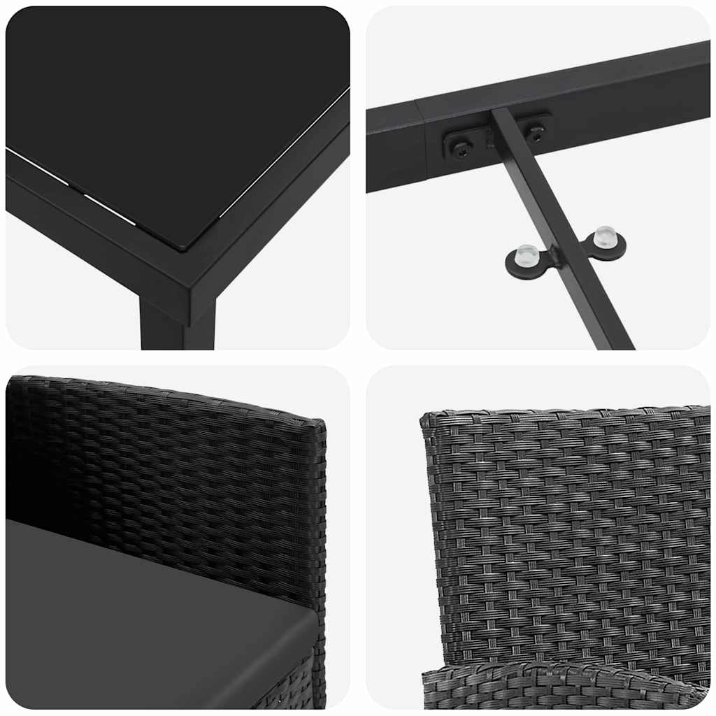 Komplet za jedilnico v vrtu z blazino 5 pcs Črna poli ratan - slika 9