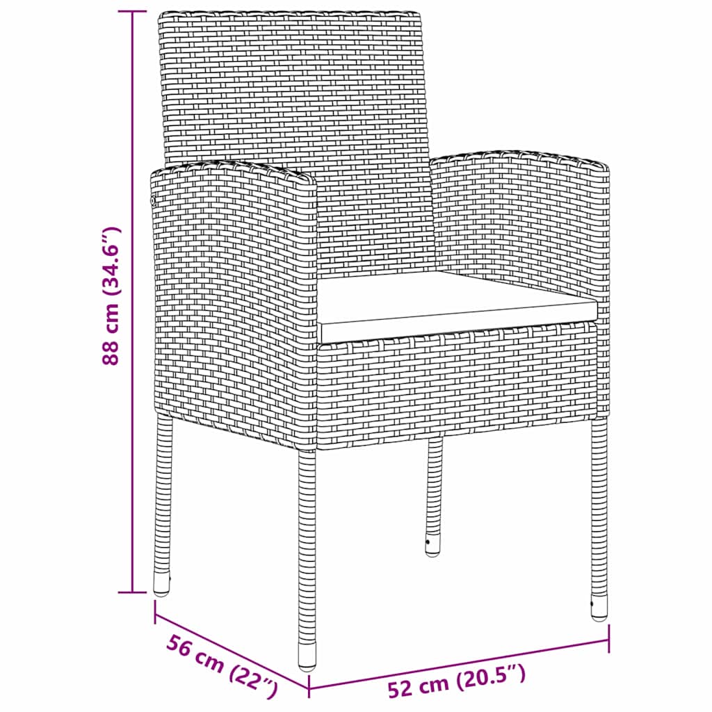 Komplet za jedilnico v vrtu z blazino 5 pcs Črna poli ratan - slika 10