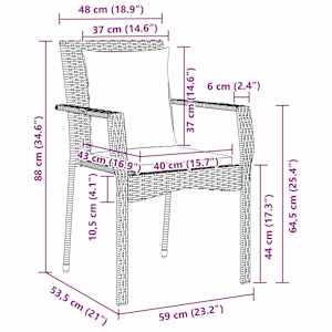 Zahradní jídelní souprava s polštářem 9 pcs Černá polyratan - obrázek 10
