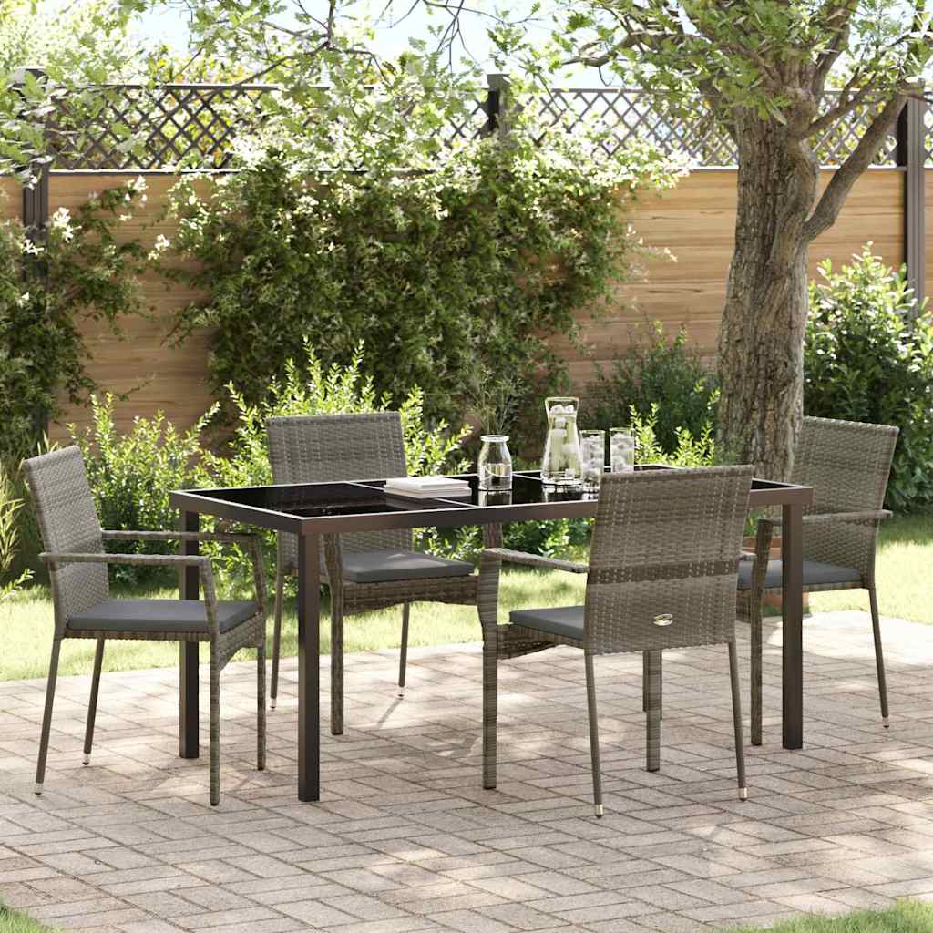 Záhradné stoličky set 4 ks 5 pcs Sivá 160 x 80 x 73 cm 3380095