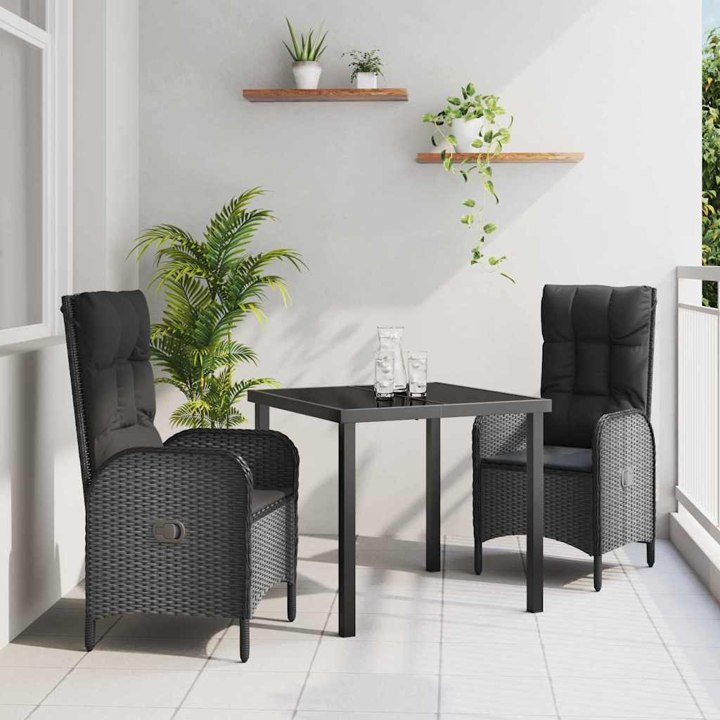 3-delt have spise sæt sort poly rattan