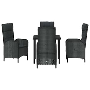 Zahradní jídelní souprava s polštářem 5 pcs Černá polyratan - obrázek 7