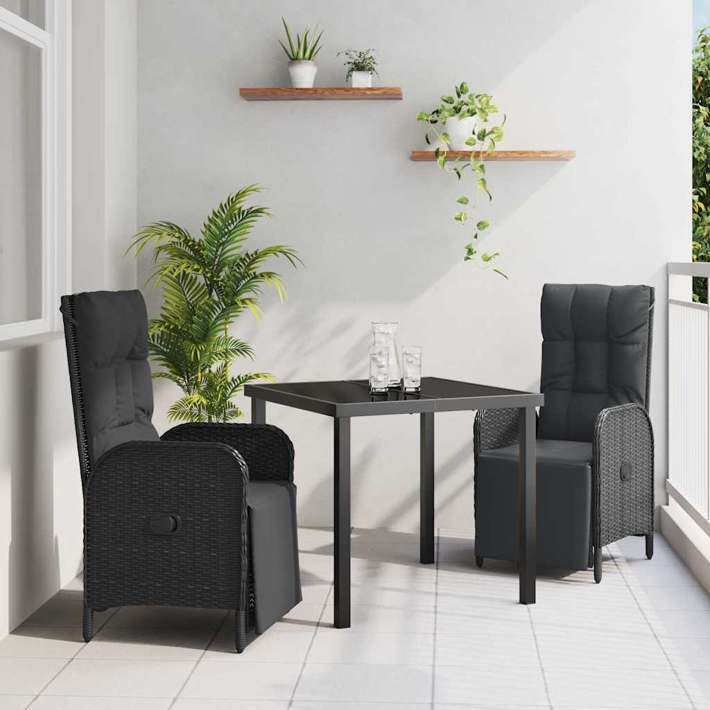 3-delt have spise sæt med puder sort poly rattan