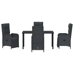 Zahradní jídelní souprava s polštářem 5 pcs Černá polyratan - obrázek 7