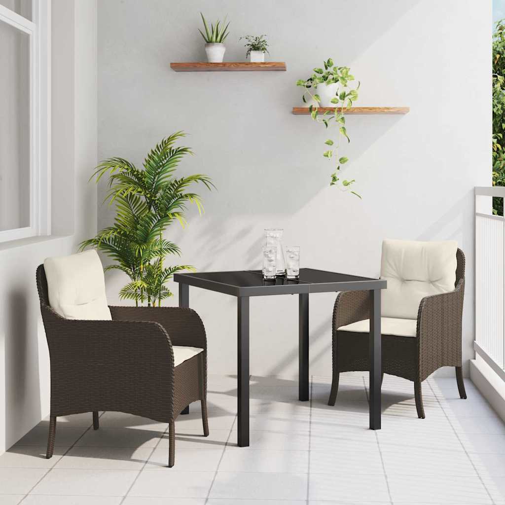 3 delers have spise sæt med puder brun poly rattan