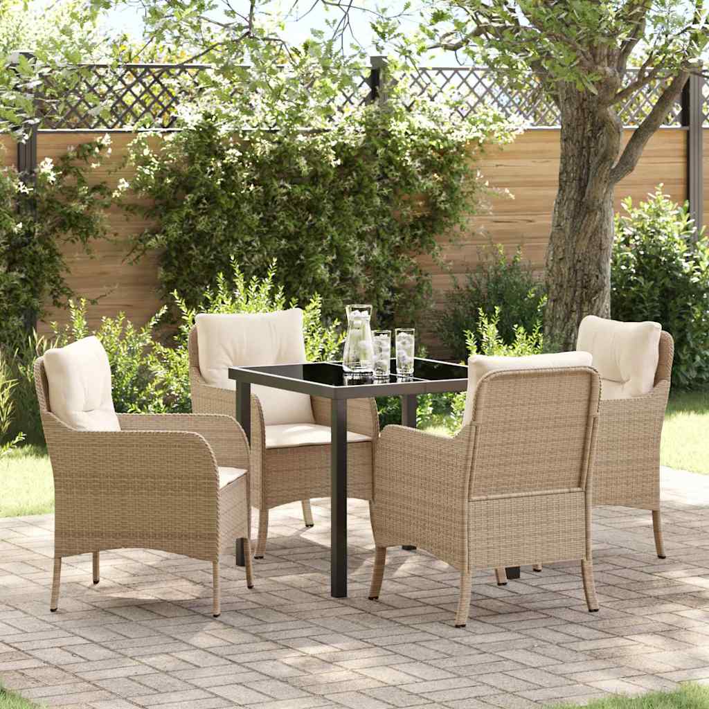 5-delt have spise sæt med puder Beige Poly Rattan