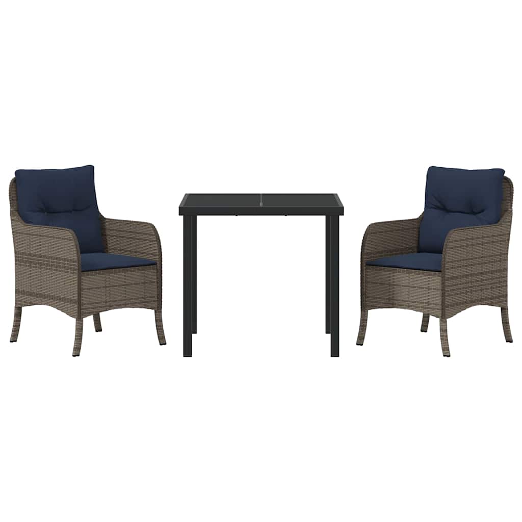 Komplet za jedilnico v vrtu z blazino 3 pcs Siva poli ratan - slika 7