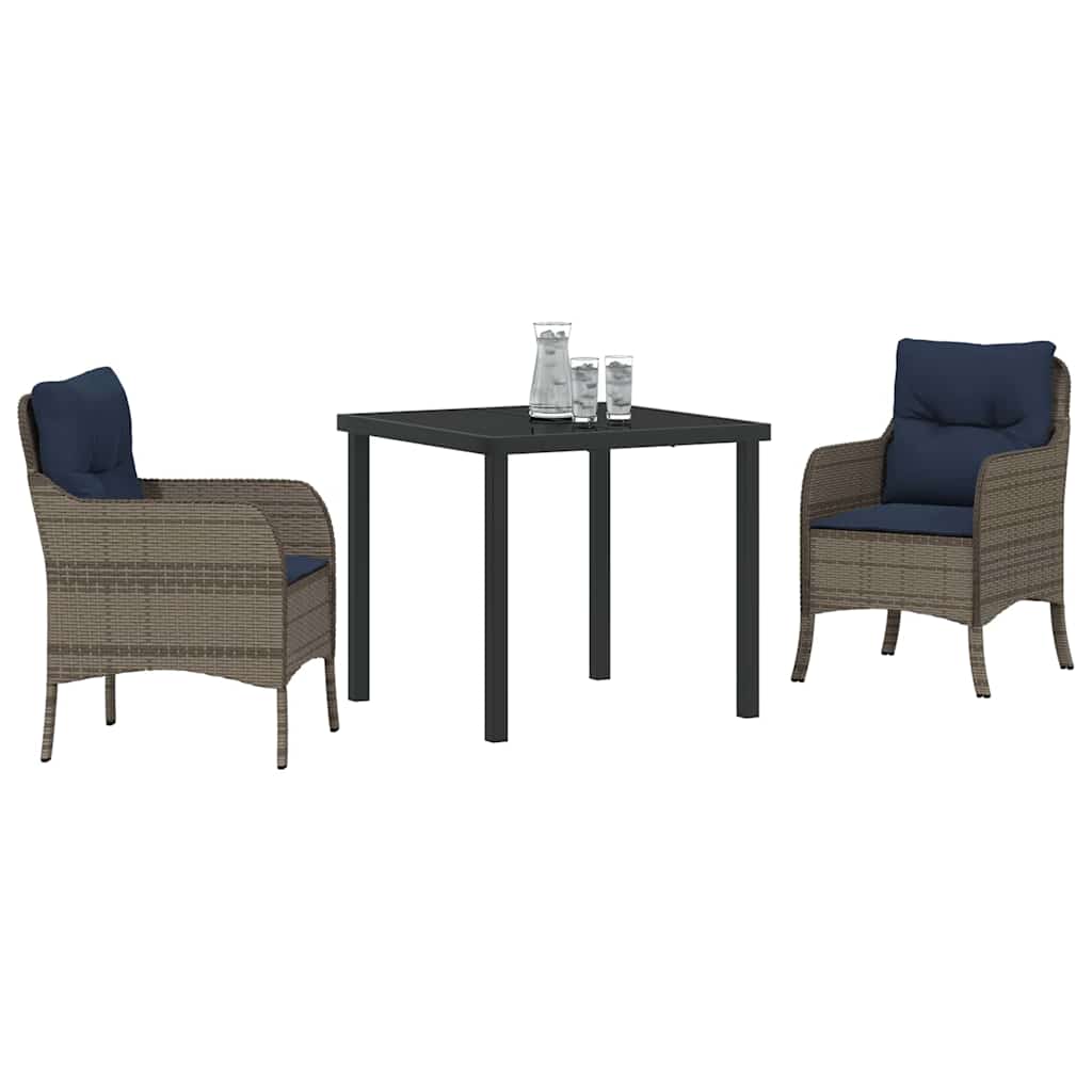 Komplet za jedilnico v vrtu z blazino 3 pcs Siva poli ratan - slika 3