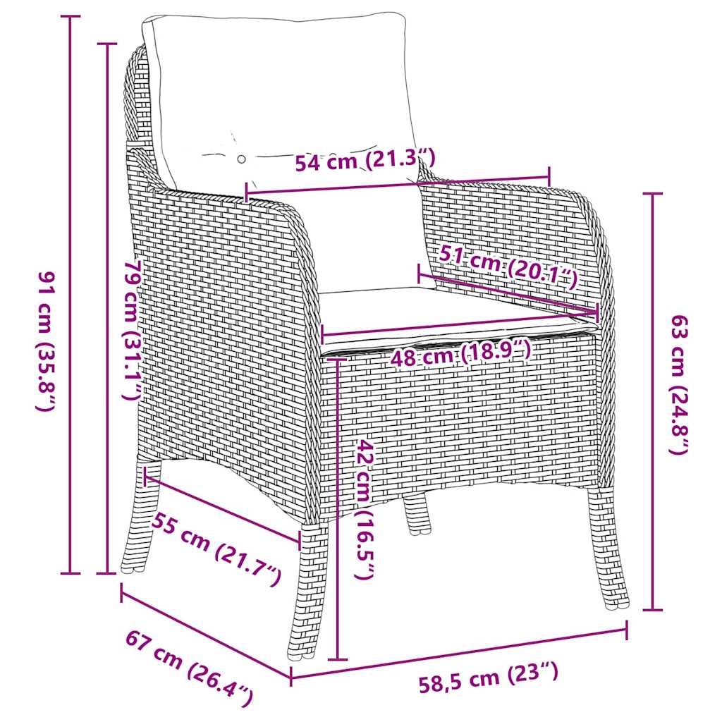 vidaXL Garten Essgruppe mit Kissen 9 pcs Grau Poly-Rattan – Bild 10