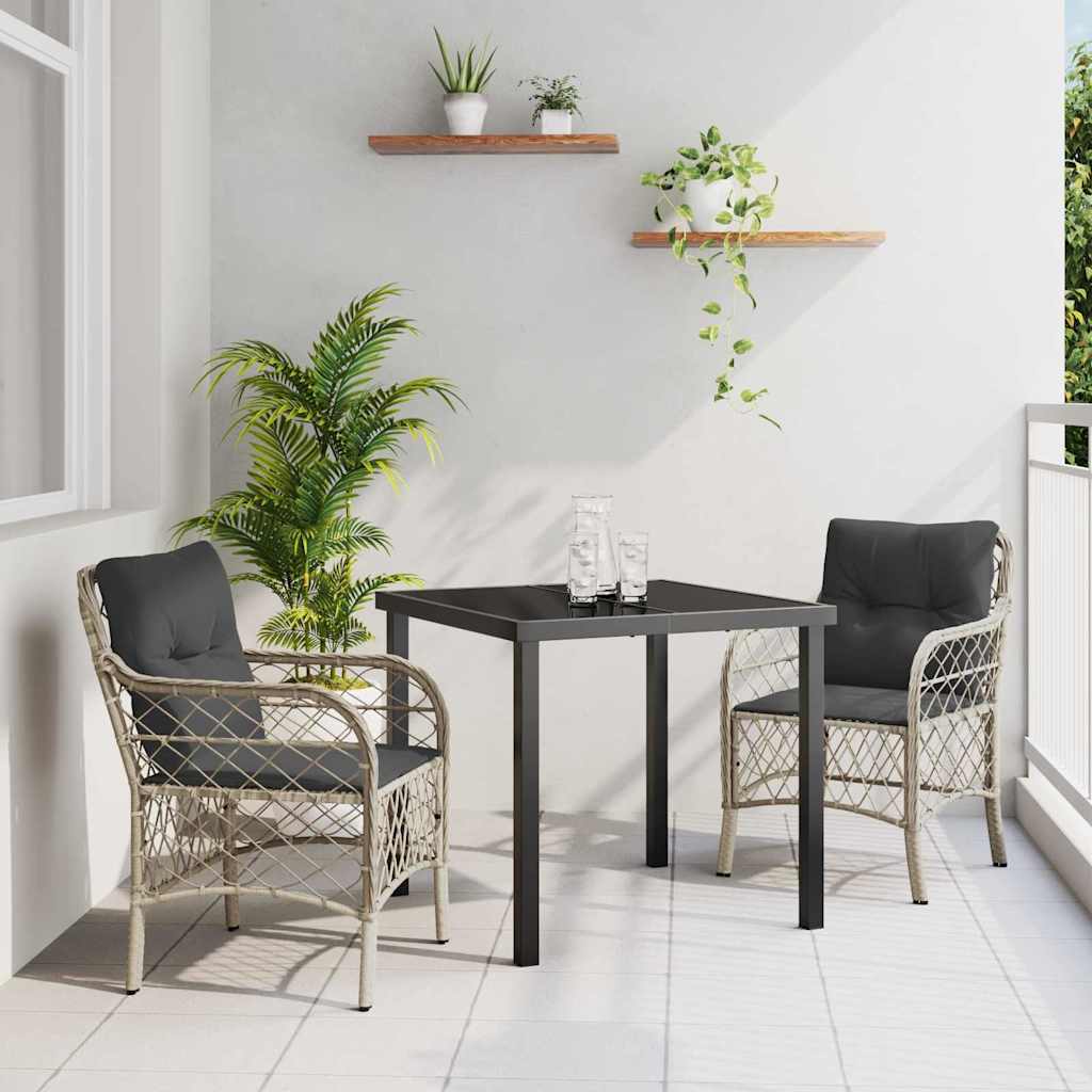 3-delt have spisesæt med puder lysegrå polyrattan