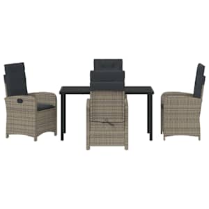 Zahradní jídelní souprava s polštářem 5 pcs Šedá polyratan - obrázek 7