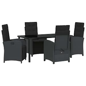Zahradní jídelní souprava s polštářem 5 pcs Černá polyratan - obrázek 2