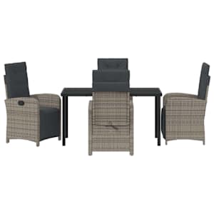 Zahradní jídelní souprava s polštářem 5 pcs Šedá polyratan - obrázek 7