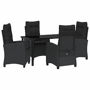 Zahradní jídelní souprava s polštářem 5 pcs Černá polyratan - obrázek 2