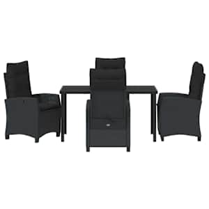 Zahradní jídelní souprava s polštářem 5 pcs Černá polyratan - obrázek 7