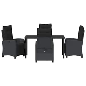 Zahradní jídelní souprava s polštářem 5 pcs Černá polyratan - obrázek 7