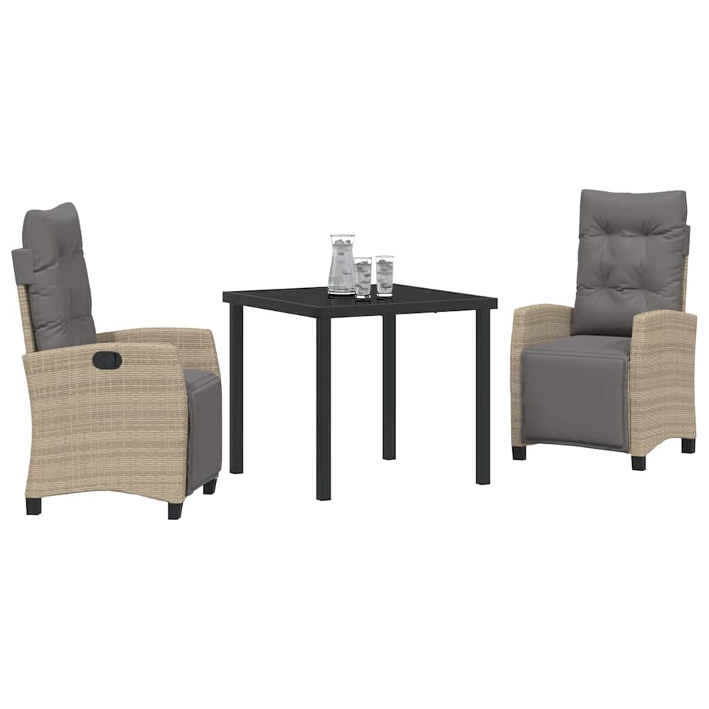 vidaXL Tuin Eetset 3 pcs Beige poly rattan