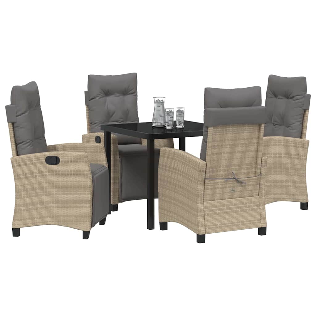 vidaXL Tuin Eetset 5 pcs Beige poly rattan