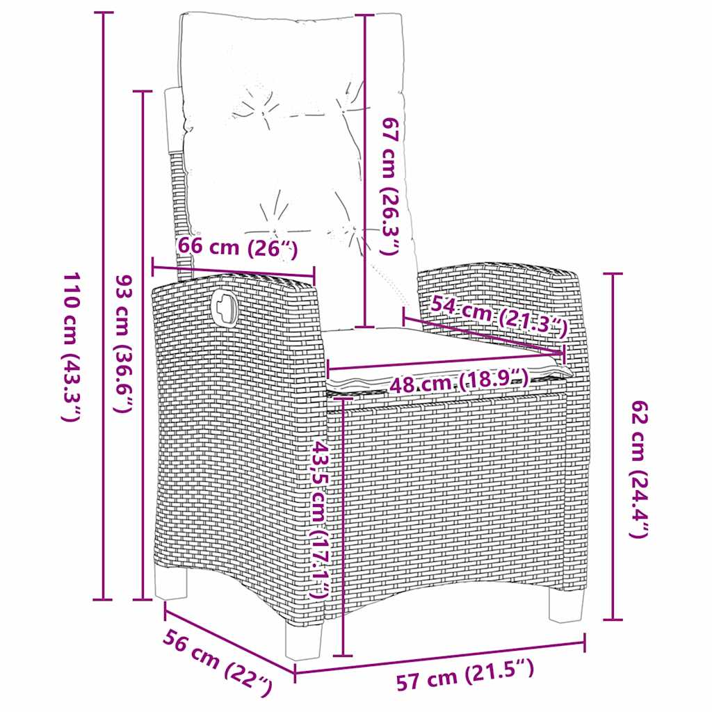 vidaXL Garten Essgruppe mit Kissen 7 pcs Grau Poly-Rattan – Bild 10