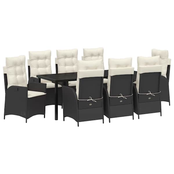 vidaXL Aia s&ouml;&ouml;gilaudade komplekt 9 tk Must pol&uuml;rotang
