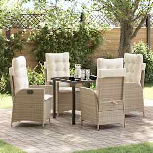 Komplet za jedilnico v vrtu z blazino 5 pcs Bež poli ratan