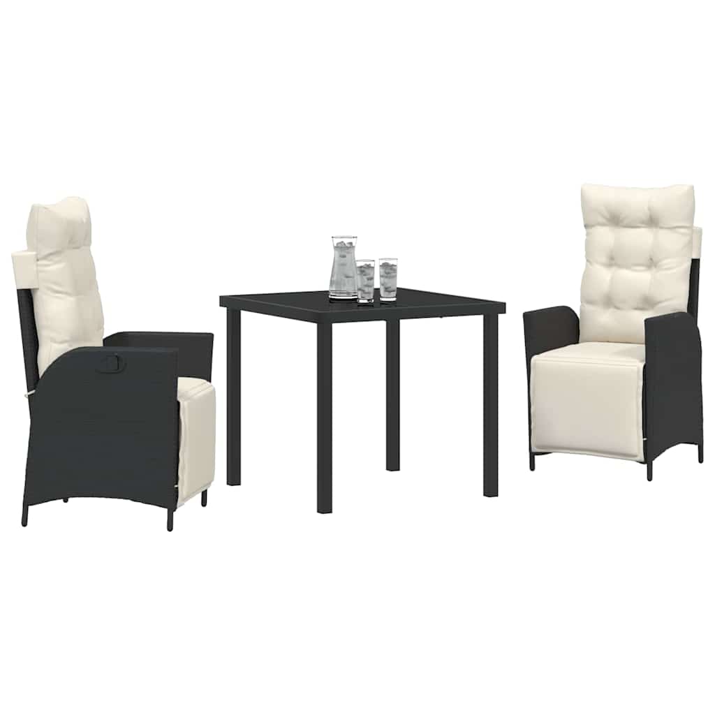 vidaXL 3-Delige Tuinset - Zwart Rattan