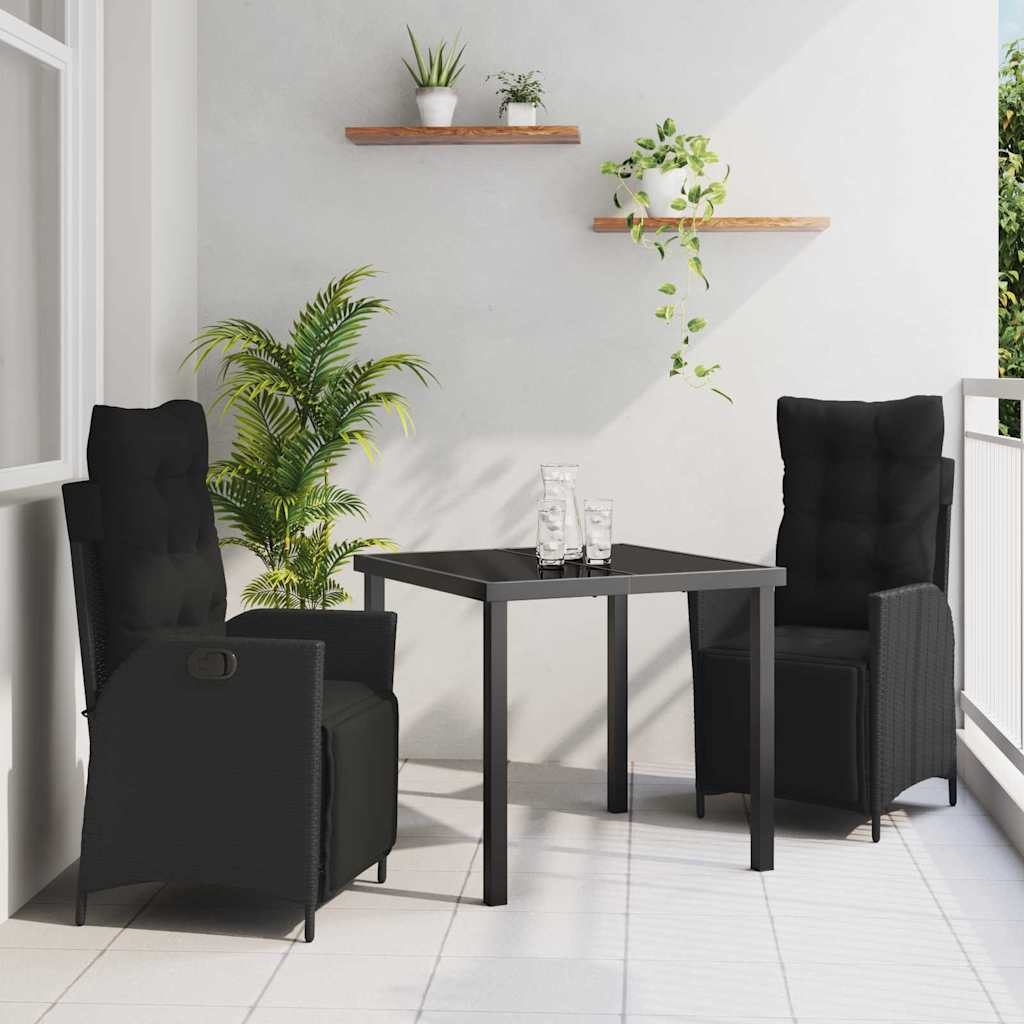 3 Delers Have Spisesæt Sort Poly Rattan