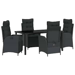 Zahradní jídelní souprava s polštářem 5 pcs Černá polyratan - obrázek 2