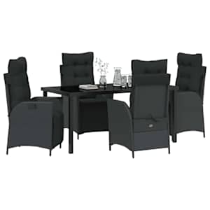 Zahradní jídelní souprava s polštářem 5 pcs Černá polyratan - obrázek 3