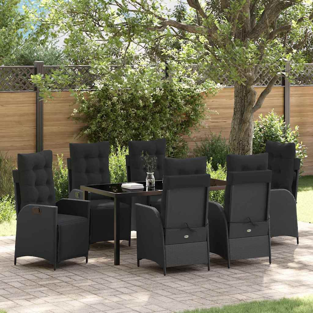 7 Personers Have Spisesæt Sort Poly Rattan