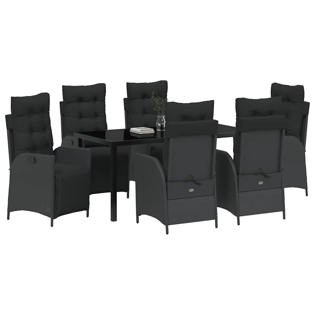 vidaXL 7-delige Tuinset Zwart Poly Rattan