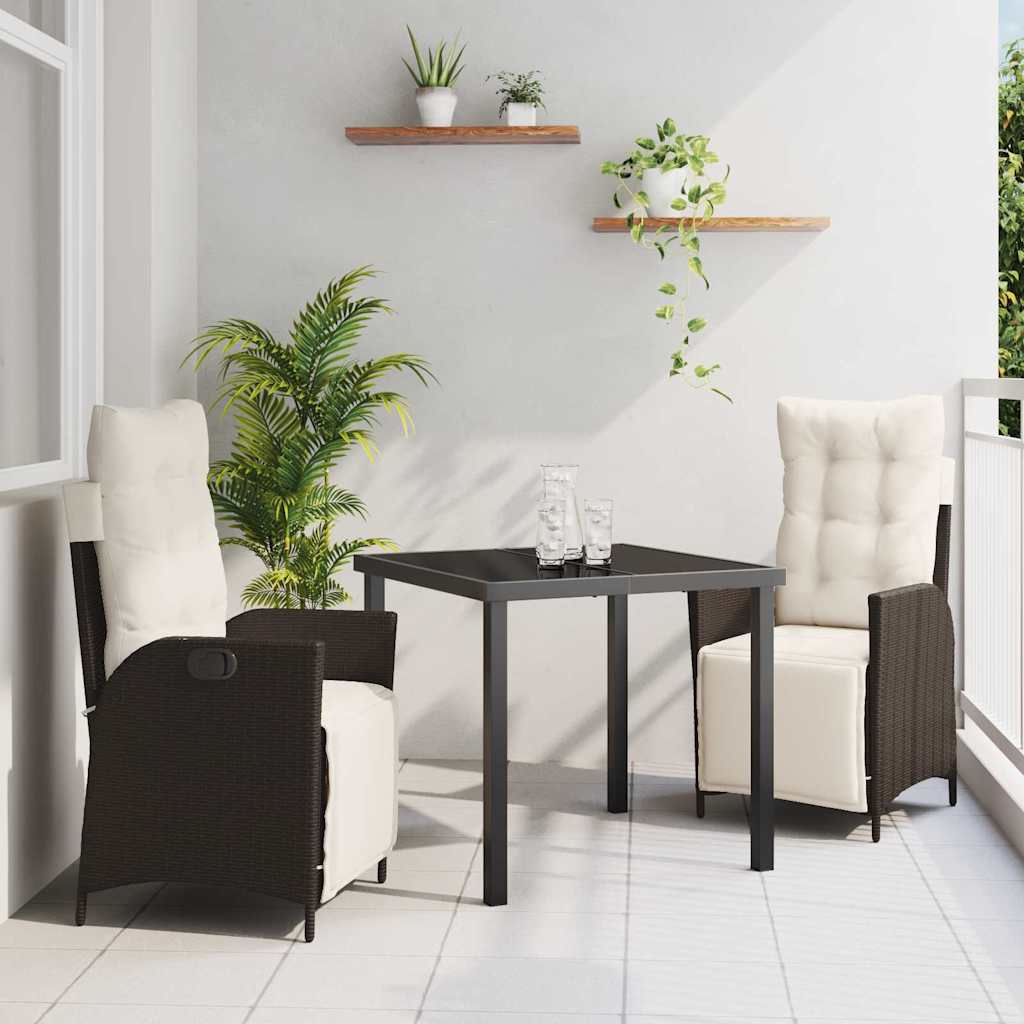 3 Stykker Havemøbel Sæt Brun Poly Rattan