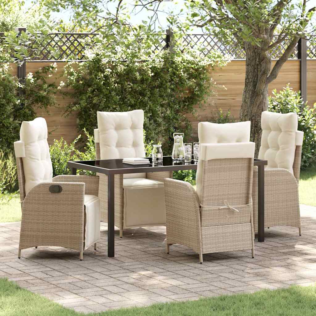 5-delt havemøbel sæt i beige poly rattan