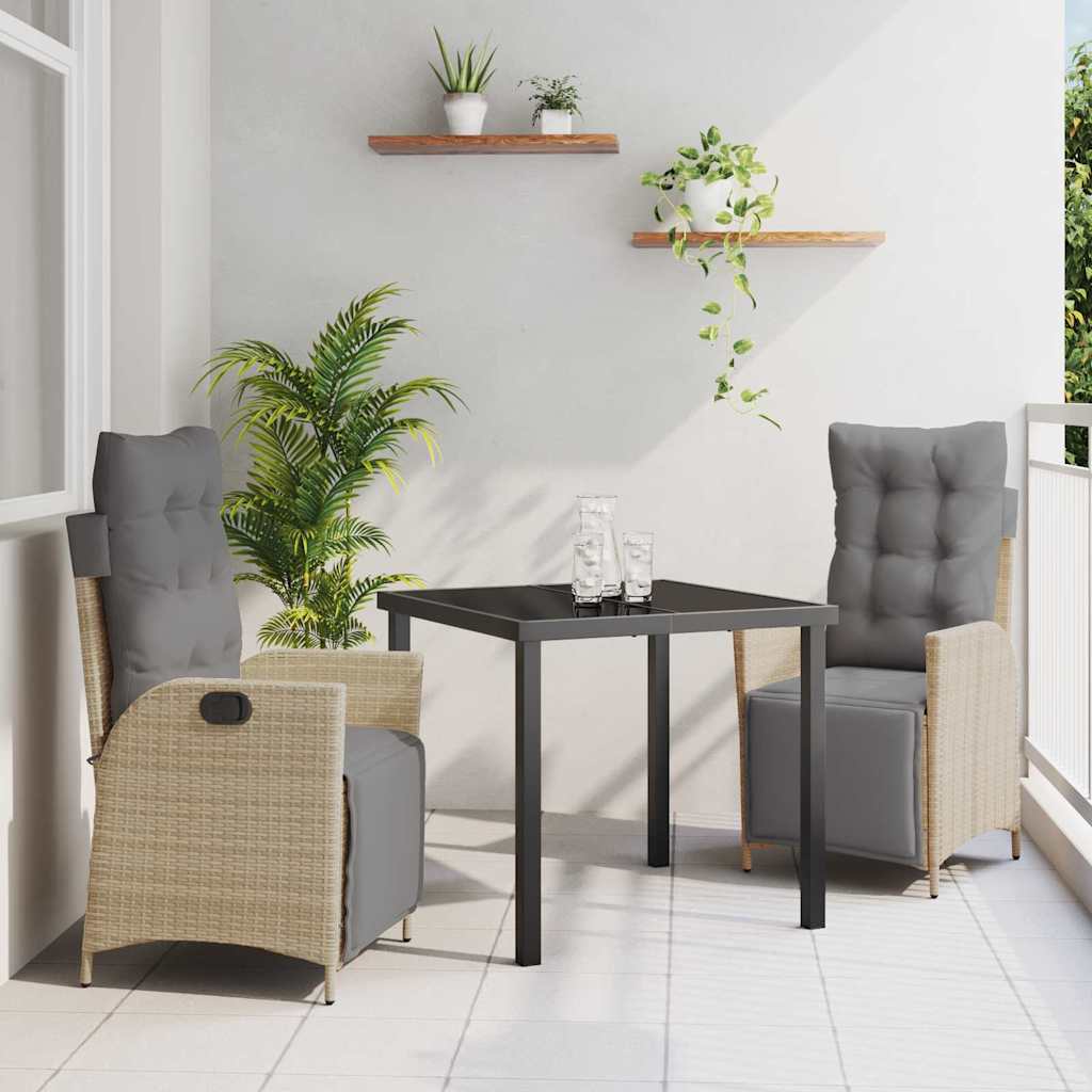 3-delt havemøbel sæt beige poly rattan