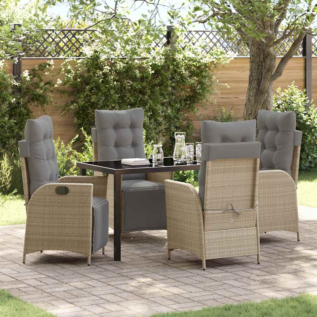 5 Delt Have Spisesæt Beige Poly Rattan