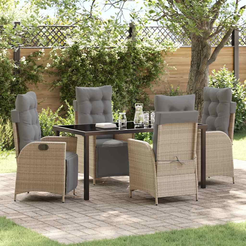 5-del havemøbel sæt beige poly rattan
