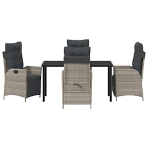 Zahradní jídelní souprava 5 pcs Světle šedá polyratan - obrázek 7
