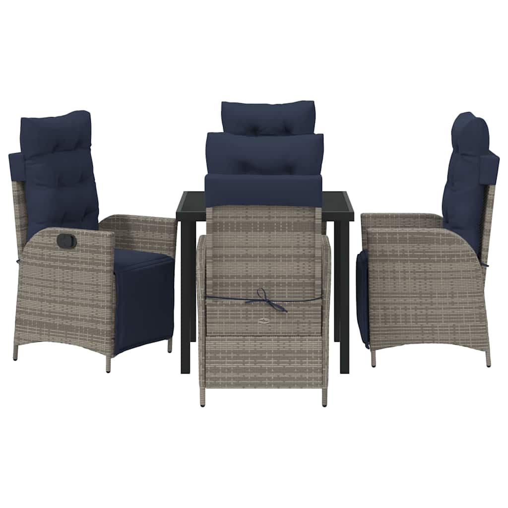 Komplet za jedilnico v vrtu z blazino 5 pcs Siva in črna Ratan - slika 7