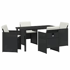 Zahradní jídelní souprava 5 pcs Černá polyratan - obrázek 2