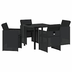 Zahradní jídelní souprava 5 pcs Černá polyratan - obrázek 2