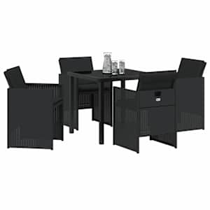 Zahradní jídelní souprava 5 pcs Černá polyratan - obrázek 3