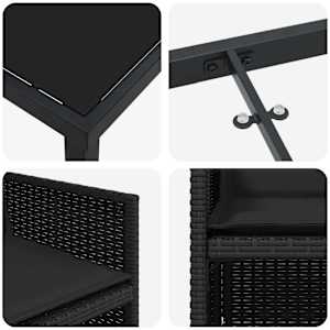 Zahradní jídelní souprava 5 pcs Černá polyratan - obrázek 9