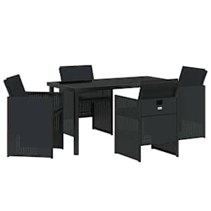 Zahradní jídelní souprava 5 pcs Černá polyratan - obrázek 2