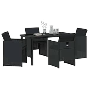 Zahradní jídelní souprava 5 pcs Černá polyratan - obrázek 3