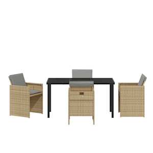 Zahradní jídelní souprava 5 pcs Béžová polyratan - obrázek 7