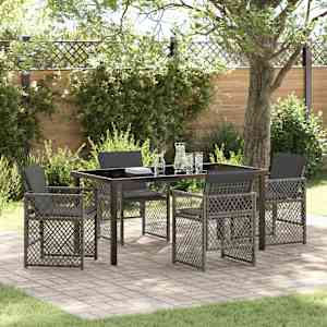 Komplet za jedilnico v vrtu 5 pcs Siva poli ratan