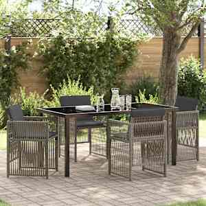 Komplet za jedilnico v vrtu 5 pcs Siva Prašno lakirano jeklo