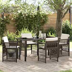 Komplet za jedilnico v vrtu 5 pcs Rjava Prašno lakirano jeklo